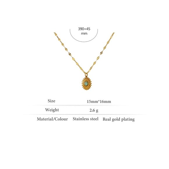 New 18K Gold Plated Sunflower Natural Stone Necklace - Picture 6 of 7